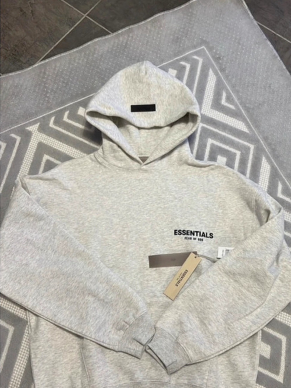 ESSENTIALS Heather Light Gray Crewneck Hoodie